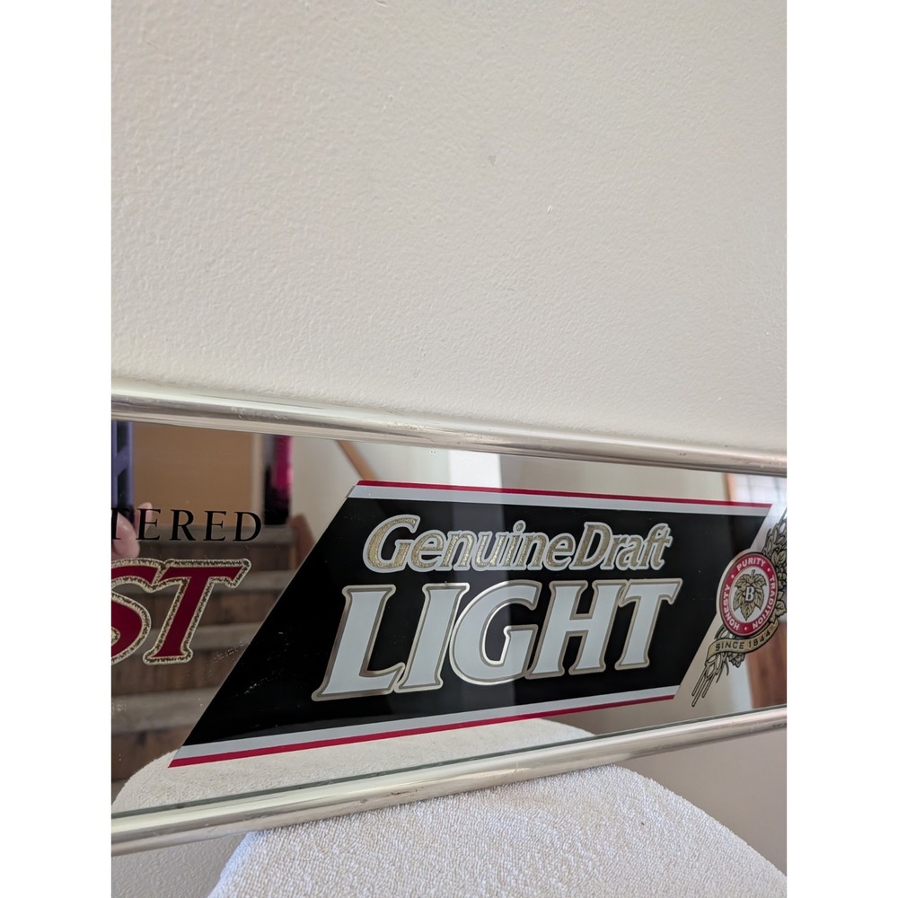 Vintage Pabst Genuine Draft Light Beer Mirror Sign